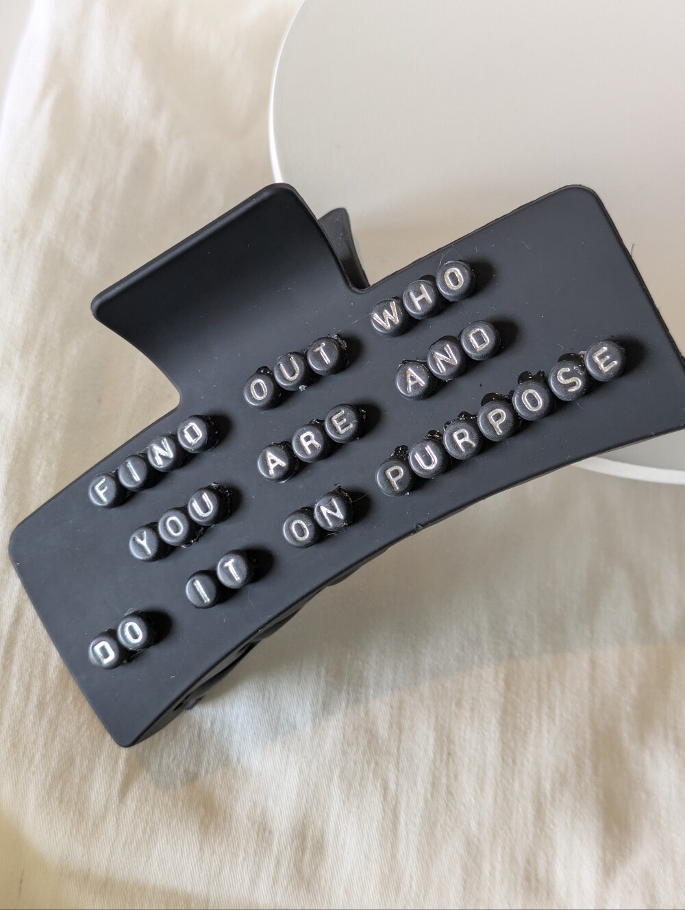 Hair Clip Claw Style Handcrafted Dolly Parton Inspire Quote Black Silver | NWT